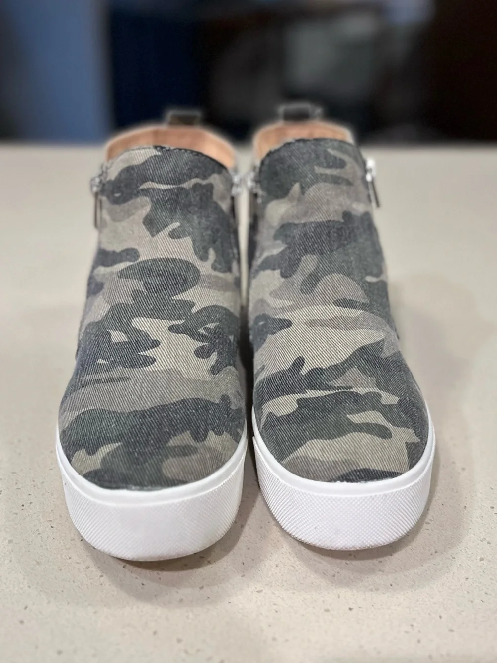 Soda Camouflage Zip-Front Wedge Sneakers - Womens Size 9